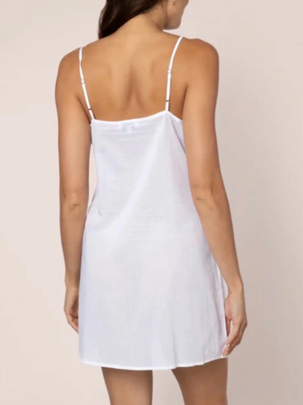 Juliet Dunn London White Cotton Slip Dress Chemise V-Neck Lightweight Small